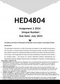  HED4804 Assignment 2 (ANSWERS) 2024 - DISTINCTION GUARANTEED