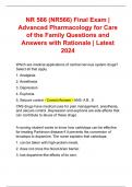 NR 566 (NR566) Final Exam | Advanced Pharmacology for Care of the Family Questions and Answers with Rationale | Latest 2024