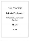 (WGU C180) PSYC 1010 Intro to Psychology Objective Assessment Review Q & S 2024.