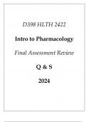 (WGU D398) HLTH 2422 Intro to Pharmacology Final Assessment Review Q & S 2024