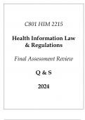 (WGU C801) HIM 2215 Health Information Law & Regulations Final Assessment Review Q & S 2024