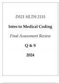 (WGU D521) HLTH 2115 Intro to Medical Coding Final Assessment Review Q & S 2024