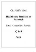 (WGU C813) HIM 4502 Healthcare Statistics & Research Final Assessment Review Q & S 2024.