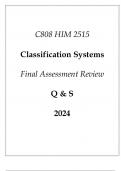 (WGU C808) HIM 2515 Classification Systems Final Assessment Review Q & S 2024.
