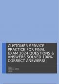 CUSTOMER SERVICE PRACTICE FOR FINAL EXAM 2024 QUESTIONS & ANSWERS SOLVED 100% CORRECT ANSWERS!!