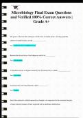 Microbiology Final Exam Questions  and Verified 100% Correct Answers |  Grade A+Microbiology Final Exam Questions  and Verified 100% Correct Answers |  Grade A+