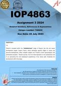 IOP4863 Assignment 3 (COMPLETE ANSWERS) 2024 (748422) - DUE 25 July 2024