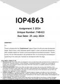 IOP4863 Assignment 3 (ANSWERS) 2024 - DISTINCTION GUARANTEED