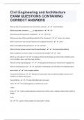 Civil Engineering and Architecture 66 EXAM QUESTIONS CONTAINING CORRECT ANSWERS