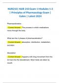 NUR210| NUR 210 Exam 1 Modules 1-3 | Principles of Pharmacology Exam | Galen | Latest 2024 