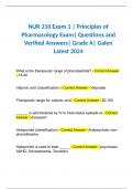 NUR 210 Exam 1 | Principles of Pharmacology Exam| Questions and Verified Answers| Grade A| Galen Latest 2024 