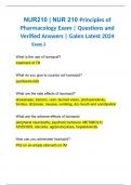 NUR210 | NUR 210 Principles of Pharmacology Exam 3 | Questions and Verified Answers | Galen Latest 2024 