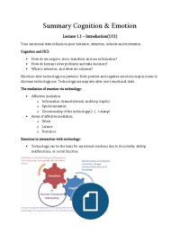 Summary Cognition & Emotion