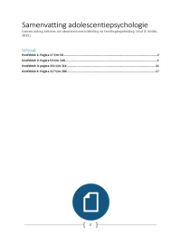 Samenvatting adolescentiepsychologie - Identiteitsontwikkeling en leerlingbegeleiding.