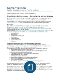 Uitgebreide samenvatting Reader Beroepenkunde en Functieanalyse Fontys HRM deeltijd Hoofdfase 1