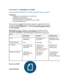 Samenvatting HRM boek, powerpoints en lessen