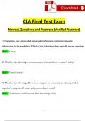 Certified Logistics Associate (CLA) Final Exam (2024 / 2025) Expected Questions and Answers (Verified Answers) STUDY BUNDLE (COMPLETE PACKAGE)