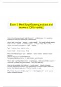  Exam 3 Med Surg Galen questions and answers 100% verified.