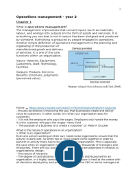 Summary Operations Management Year 2 book and powerpoints