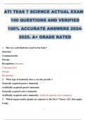 ATI TEAS 7 SCIENCE ACTUAL EXAM 100 QUESTIONS AND VERIFIED 100% ACCURATE ANSWERS 2024-2025. A+ GRADE RATED.