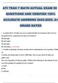 ATI TEAS 7 MATH ACTUAL EXAM 50 QUESTIONS AND VERIFIED 100% ACCURATE ANSWERS 2024-2025. A+ GRADE RATED.