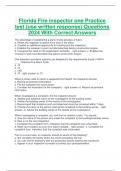 Florida Fire inspector one Practice test (use written response) Queations 2024 With Correct Answers