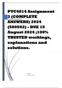 PYC4814 Assignment 3 (COMPLETE ANSWERS) 2024 (580562) - DUE 15 August 2024 ;100% TRUSTED workings, explanations and solutions