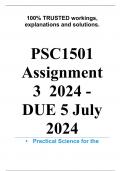 Exam (elaborations) PSC1501 Assignment 3 (COMPLETE ANSWERS) 2024 - DUE 5 July 2024 •	Course •	Practical Science for the Classroom (PSC1501) •	Institution •	University Of South Africa (Unisa) •	Book •	Teaching Science in the Primary Classroom PSC1501 Assig