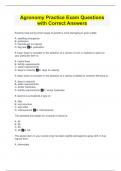 Agronomy Practice Exam Questions with Correct Answers