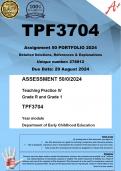 TPF3704 Assignment 50 PORTFOLIO (COMPLETE ANSWERS) 2024 (278812) - DUE 29 August 2024 