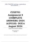 Exam (elaborations) CUS3701 Assignment 3 (COMPLETE ANSWERS) 2024 (629218)- DUE 6 August 2024 •	Course •	Curriculum Studies - CUS3701 (CUS3701) •	Institution •	University Of South Africa (Unisa) •	Book •	Curriculum Studies CUS3701 Assignment 3 (COMPLETE AN