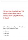 SSI Open Water Diver Final Exam/ SSI  ITC Final Exam Questions (Latest )  Verified Answers by Expert, Download  to Score A