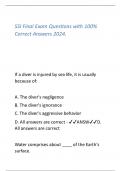 SSI Final Exam Questions with 100%  Correct Answers 2024. If a diver is injured by sea life, it is usually  because of: A. The diver's negligence B. The diver's ignorance C. The diver's aggressive behavior D. All answers are correct - ANSWD.  All