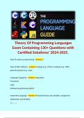 Theory Of Programming Languages Exam Containing 130+ Questions with Certified Solutions/ 2024-2025. 