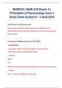 NUR210 | NUR 210 Exam 4 | Principles of Pharmacology Exam 4 Study Guide Graded A+ | Latest 2024