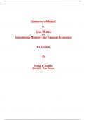 Instructor's Manual for International Monetary & Financial Economics 1st Edition By Jos Daniels, David VanHoose (All Chapters, 100% Original Verified, A+ Grade)