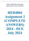 Exam (elaborations) HED4804 Assignment 2 (COMPLETE ANSWERS) 2024 - DUE July 2024 •	Course •	Philosophy in Education - HED4804 (HED4804) •	Institution •	University Of South Africa (Unisa) •	Book •	Philosophy of Education HED4804 Assignment 2 (COMPLETE ANSW