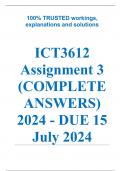 Exam (elaborations) ICT3612 Assignment 3 (COMPLETE ANSWERS) 2024 - DUE 15 July 2024 •	Course •	Advanced Internet Programming - ICT3612 (ICT3612) •	Institution •	University Of South Africa (Unisa) •	Book •	Advanced Internet Programming ICT3612 Assignment 3