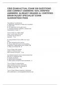 CBIS EXAM ACTUAL EXAM 300 QUESTIONS  AND CORRECT ANSWERS 100% VERIFIED  ANSWERS  ALREADY GRADED A+ CERTIFIED  BRAIN INJURY SPECIALIST EXAM GUARANTEED PASS    