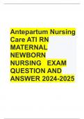 Antepartum Nursing Care ATI RN MATERNAL NEWBORN NURSING