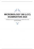 MICROBIOLOGY 260 (LCC) EXAMINATION 2024 |VERIFIED WITH ACTUAL ACCURATE ANSWERS