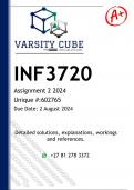 INF3720 Assignment 2 (DETAILED ANSWERS) 2024 - DISTINCTION GUARANTEED 