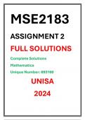 MSE2183 Assignment 2 Complete Solutions UNISA 2024 Mathematics Geometry 