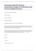 Neurologic (NCLEX) Nursing Assessment Chapter 23 Final Exam And Correct Updated Answers.