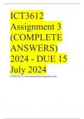 ICT3612 Assignment 3 (COMPLETE ANSWERS) 2024 - DUE 15 July 2024
