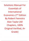 Solutions Manual for Essentials of International Economics 2nd Edition By Robert Feenstra Alan  Taylor (All Chapters, 100% Original Verified, A+ Grade)