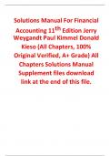 Solutions Manual for Financial Accounting 11th Edition By Jerry Weygandt, Paul Kimmel, Donald  Kieso (All Chapters, 100% Original Verified, A+ Grade)