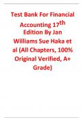 Test Bank for Financial Accounting 17th Edition By Jan Williams, Sue Haka et al (All Chapters, 100% Original Verified, A+ Grade)