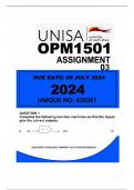 OPM1501 ASSIGNMENT 03....DUE DATE: 08 JULY 2024 @ 11:00 PM UNIQUE NUMBER: 839387 