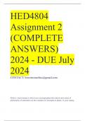 HED4804 Assignment 2 (COMPLETE ANSWERS) 2024 - DUE July 2024